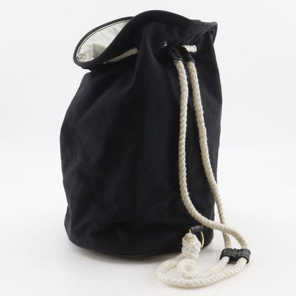 Chanel Mini Pull Logo Drawstring Cotton Black Shoulder Bag