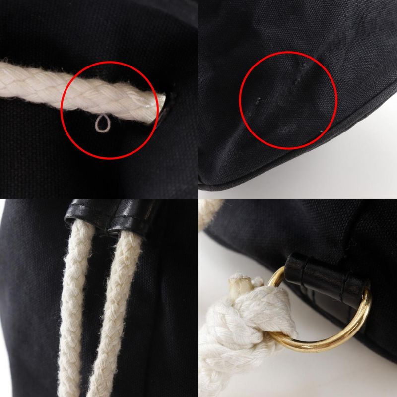 Chanel Mini Pull Logo Drawstring Cotton Black Shoulder Bag