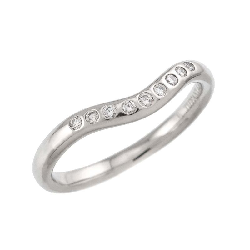 Tiffany & Co Curved Band Ring Diamond Pt Platinum
