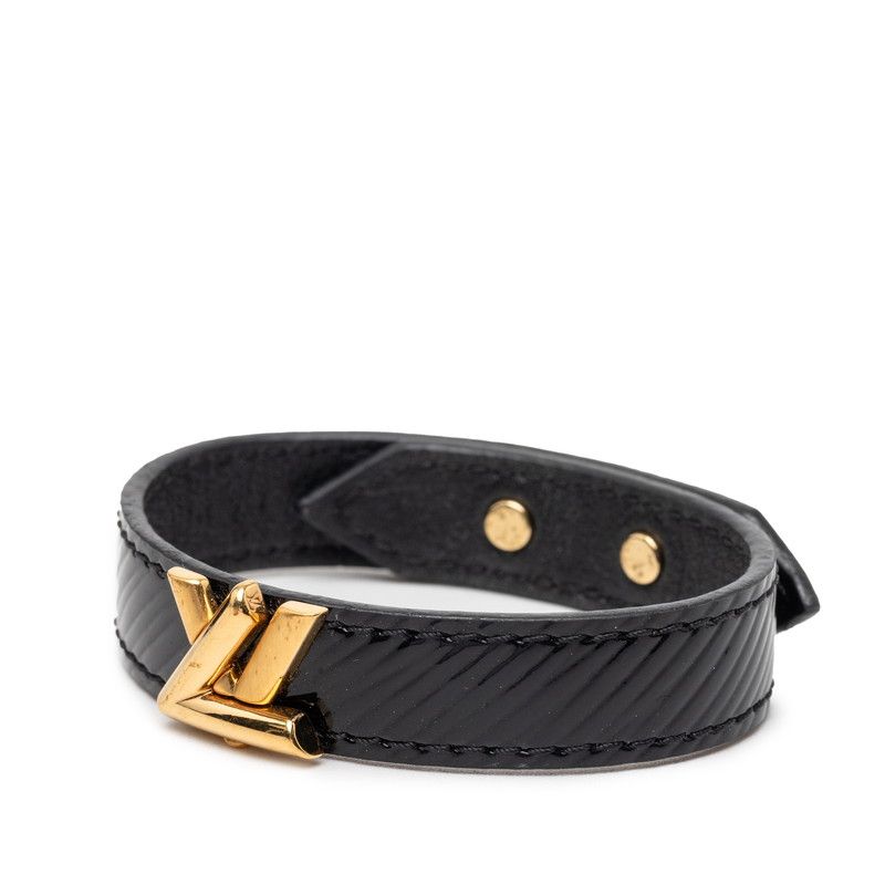 Louis Vuitton Epi Bracelet LV Twist Black Gold Leather Plated