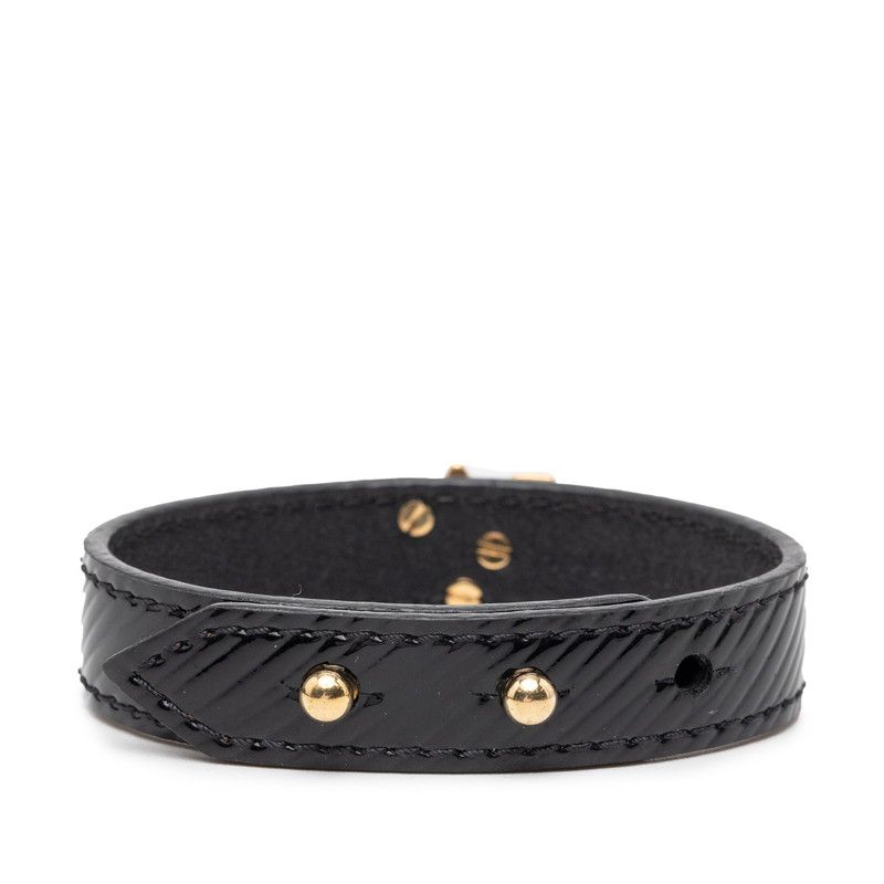Louis Vuitton Epi Bracelet LV Twist Black Gold Leather Plated