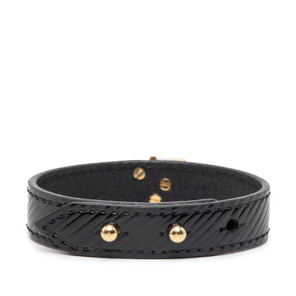 Louis Vuitton Epi Bracelet LV Twist Black Gold Leather Plated