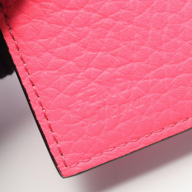 Fendi Trifold Wallet Selleria Pink Purple Leather