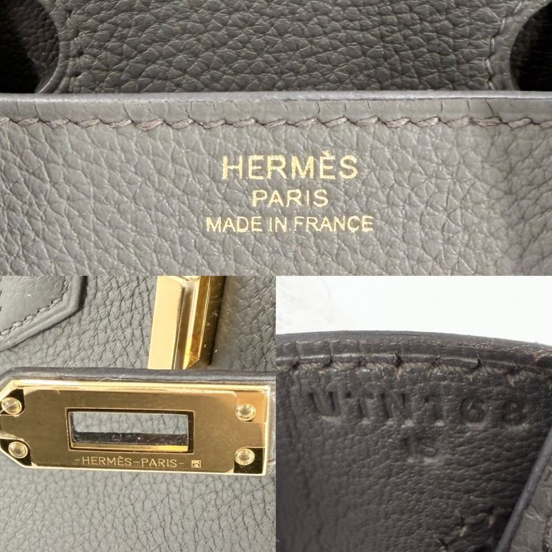 Hermes Handbag Birkin 25 Inner Stitch Leather Gray