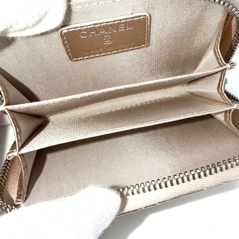 Chanel Coin Case Metallic Stitch Card CC Logo Purse