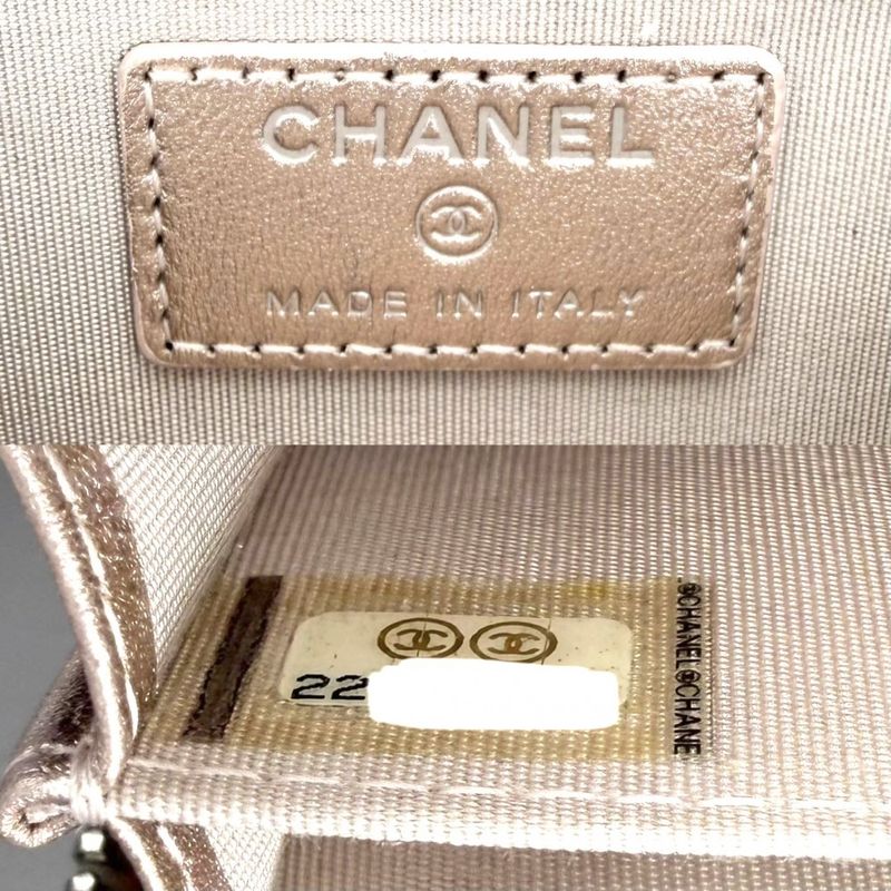 Chanel Coin Case Metallic Stitch Card CC Logo Purse
