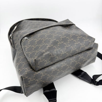 Celine Backpack Leather Canvas Brown X Black