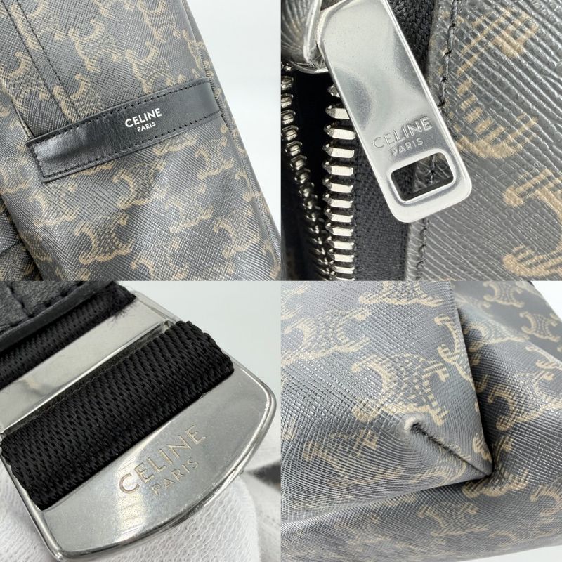 Celine Backpack Leather Canvas Brown X Black