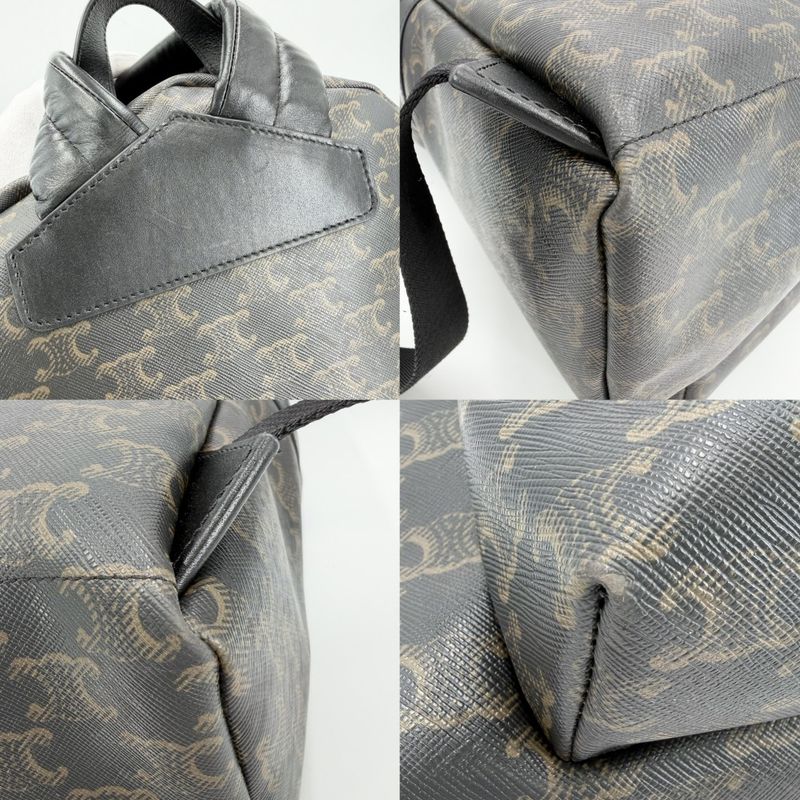 Celine Backpack Leather Canvas Brown X Black