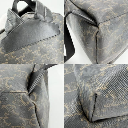 Celine Backpack Leather Canvas Brown X Black