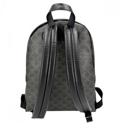 Celine Backpack Leather Canvas Brown X Black