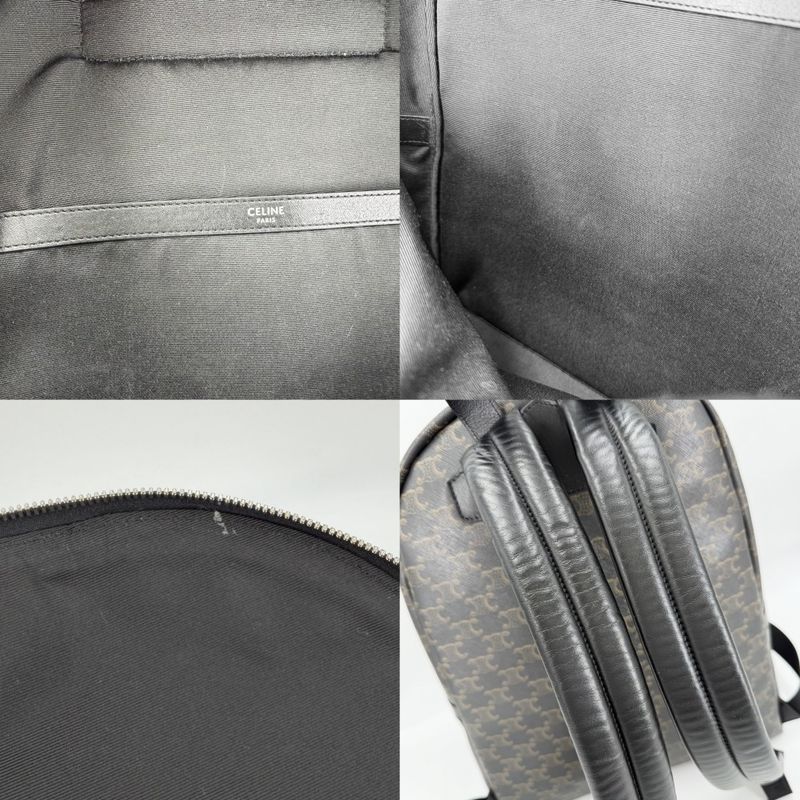 Celine Backpack Leather Canvas Brown X Black