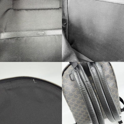 Celine Backpack Leather Canvas Brown X Black