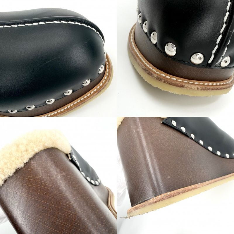 Hermes Sandals Earth Sabot Wedge Sole Studded Shoes 36 Brown X Black X Beige