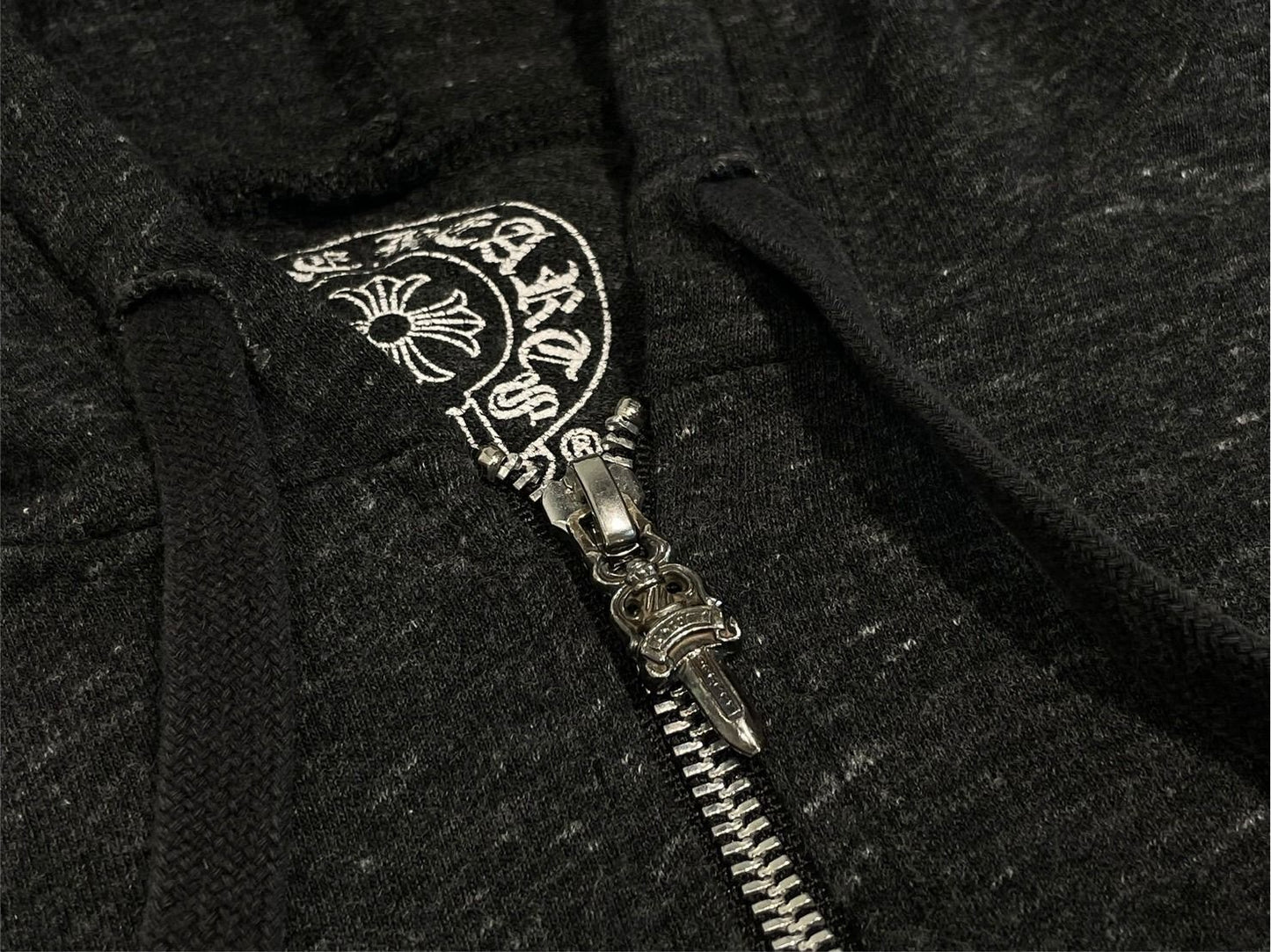 Chrome Hearts Marbled Hoodie Dagger Zip Print Gray — view 4