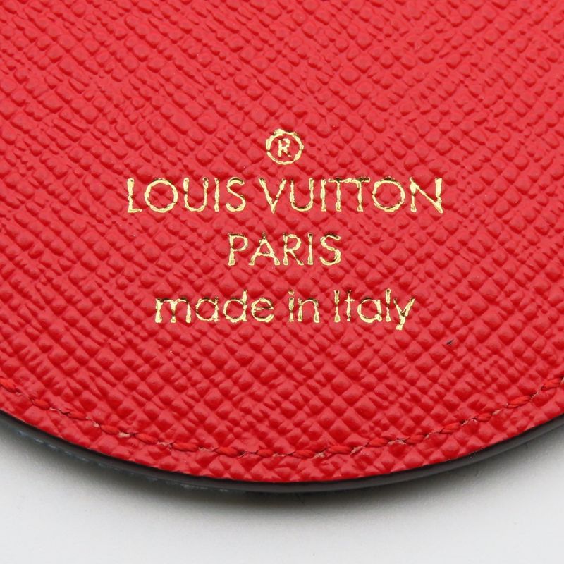 Louis Vuitton Key Holder Porte Cles Monogram Denim Leather Blue Red Gold Ring