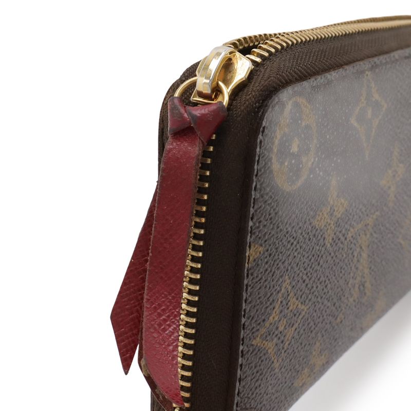 Louis Vuitton Monogram Portefeuille Clemence Zip Around Wallet Fuchsia