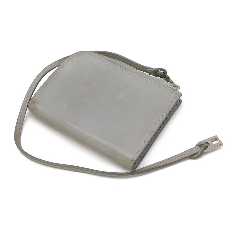 Hermes Remix Card Case Passcase L-shape Zipper Strap Leather Light Gray