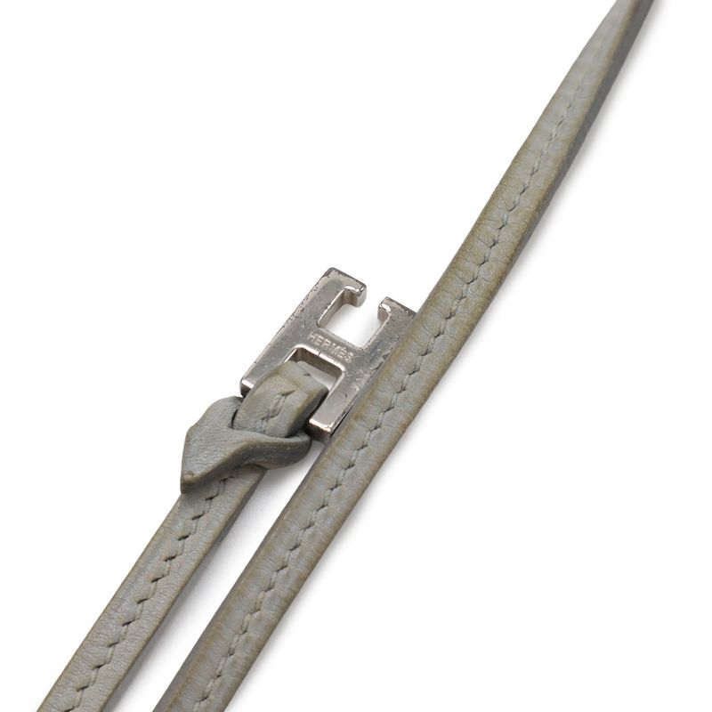 Hermes Remix Card Case Passcase L-shape Zipper Strap Leather Light Gray