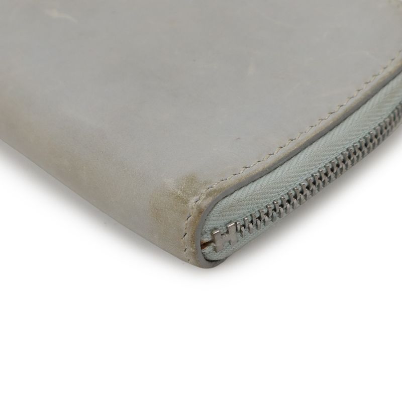 Hermes Remix Card Case Passcase L-shape Zipper Strap Leather Light Gray
