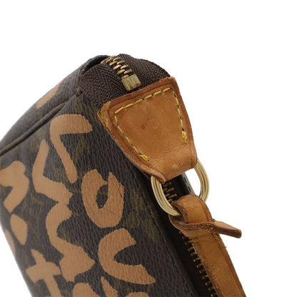 Louis Vuitton Monogram Graffiti Pochette Pouch Handbag Peach