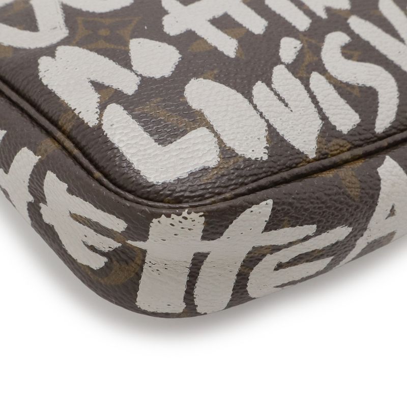 Louis Vuitton Monogram Graffiti Pochette Pouch Handbag Argen Gray Arjan