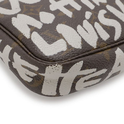 Louis Vuitton Monogram Graffiti Pochette Pouch Handbag Argen Gray Arjan