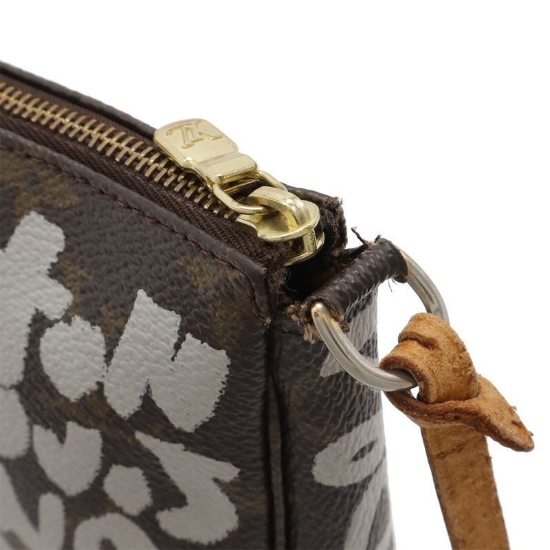 Louis Vuitton Monogram Graffiti Pochette Pouch Handbag Argen Gray Arjan