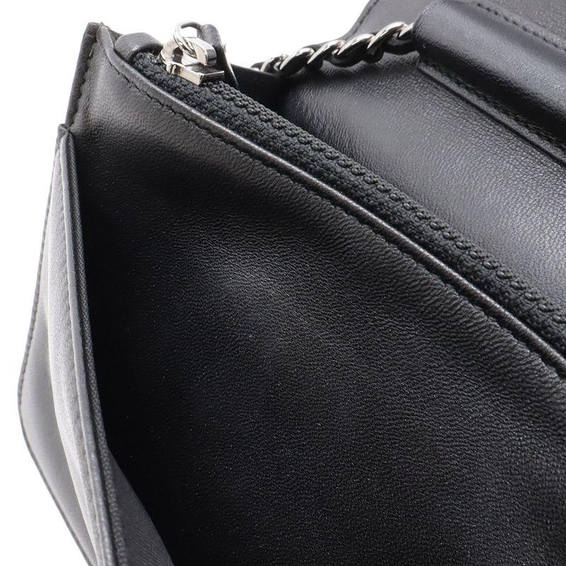 Chanel CC Logo Chain Wallet Shoulder Bag Pochette Crossbody Leather Black