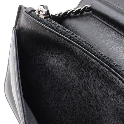 Chanel CC Logo Chain Wallet Shoulder Bag Pochette Crossbody Leather Black