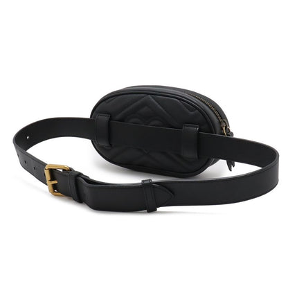 Gucci GG Marmont Belt Bag Waist Pouch Quilted Leather Black