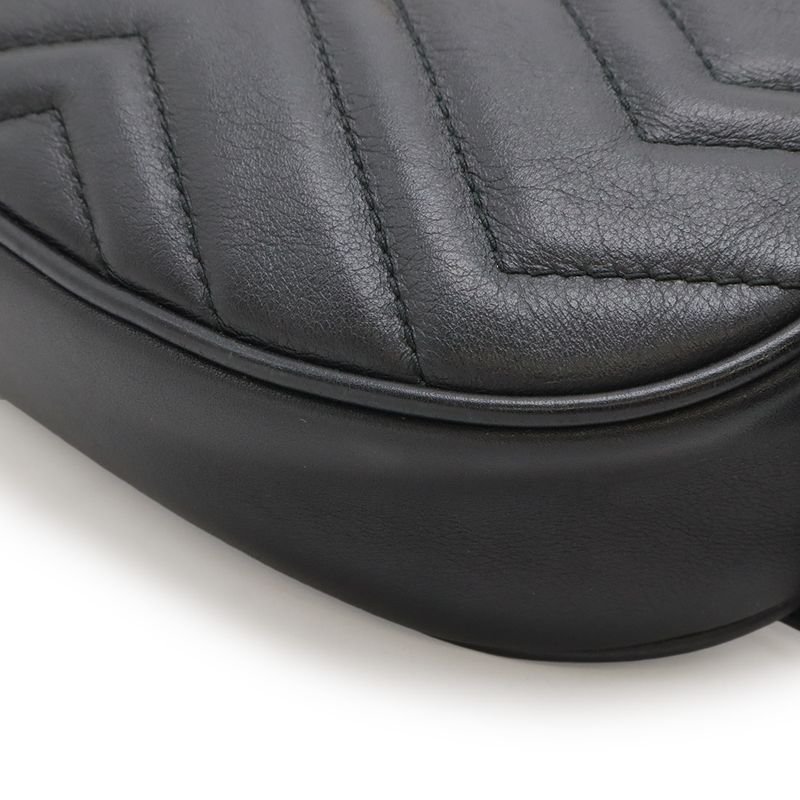 Gucci GG Marmont Belt Bag Waist Pouch Quilted Leather Black