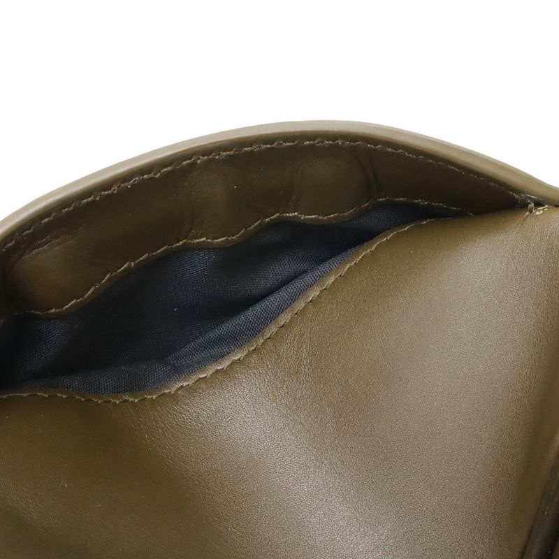 Bottega Veneta Reggero Perforated Shoulder Bag Pochette Leather Khaki Black