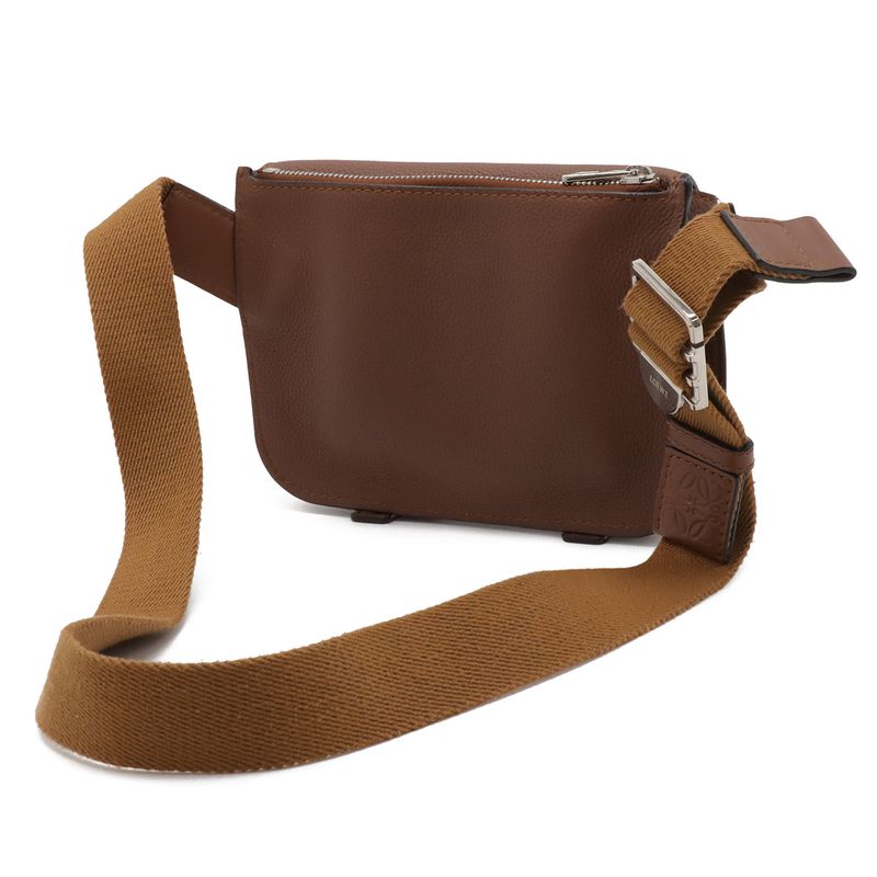 Loewe Anagram Military Bum Bag Crossbody Leather Silver Ha