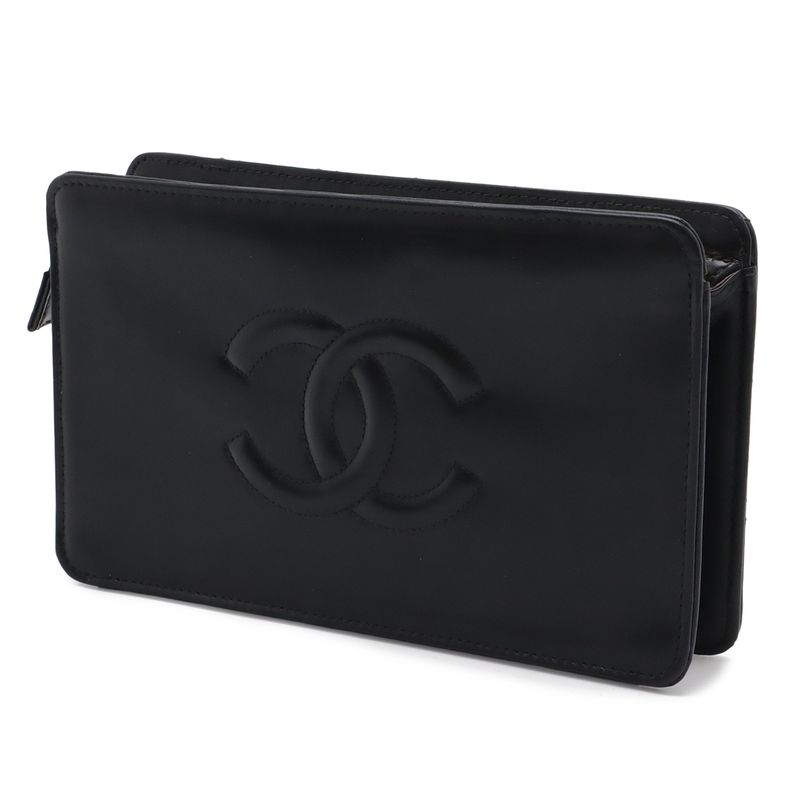 Chanel CC Logo Quilted Makeup Pouch Case Clutch