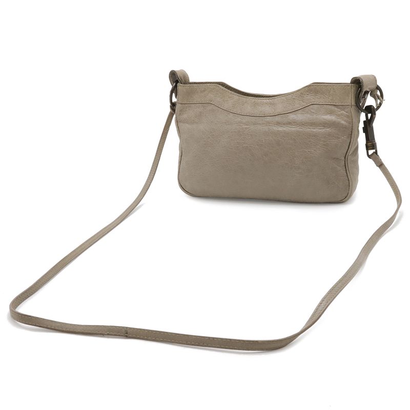 Balenciaga the Hip Shoulder Bag Pochette Crossbody 2-Way Clutch Leather Greige