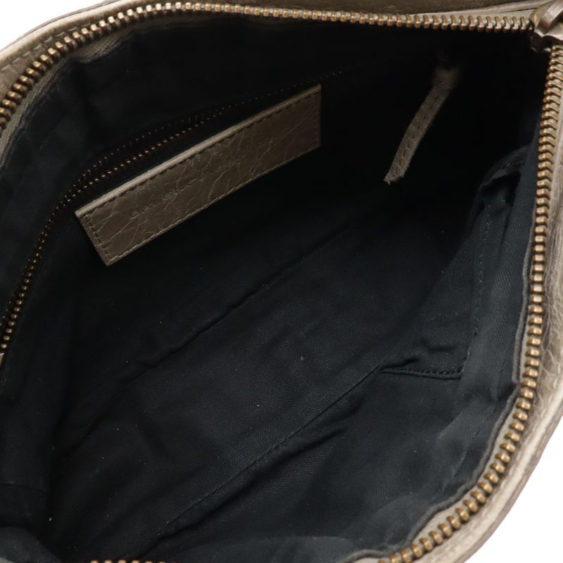 Balenciaga the Hip Shoulder Bag Pochette Crossbody 2-Way Clutch Leather Greige