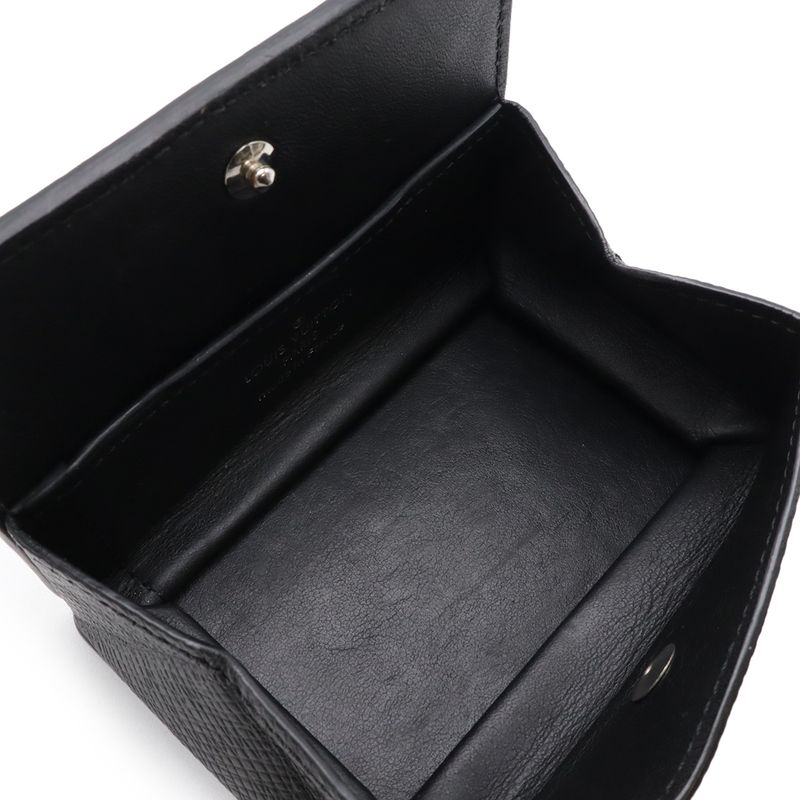 Louis Vuitton Taiga Coin Purse Square Leather Ardoise Black