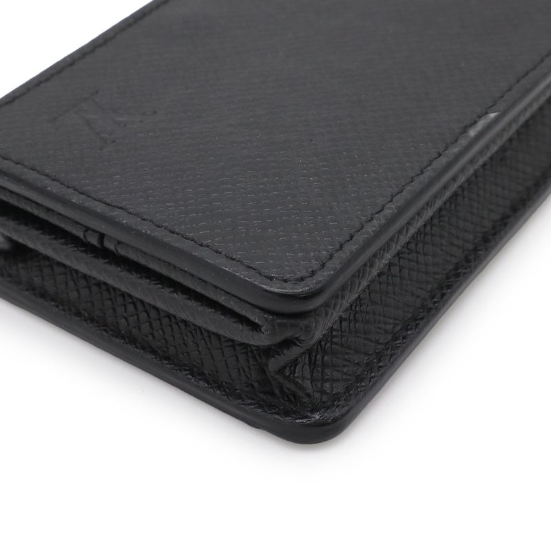 Louis Vuitton Taiga Coin Purse Square Leather Ardoise Black