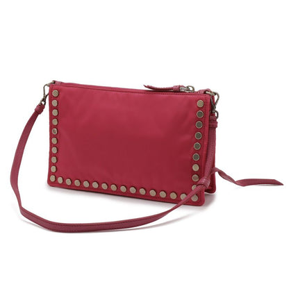 Prada Shoulder Bag 2-Way Clutch Pouch Studded Nylon Fuxia