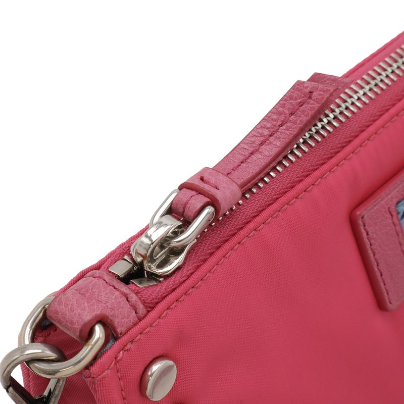Prada Shoulder Bag 2-Way Clutch Pouch Studded Nylon Fuxia