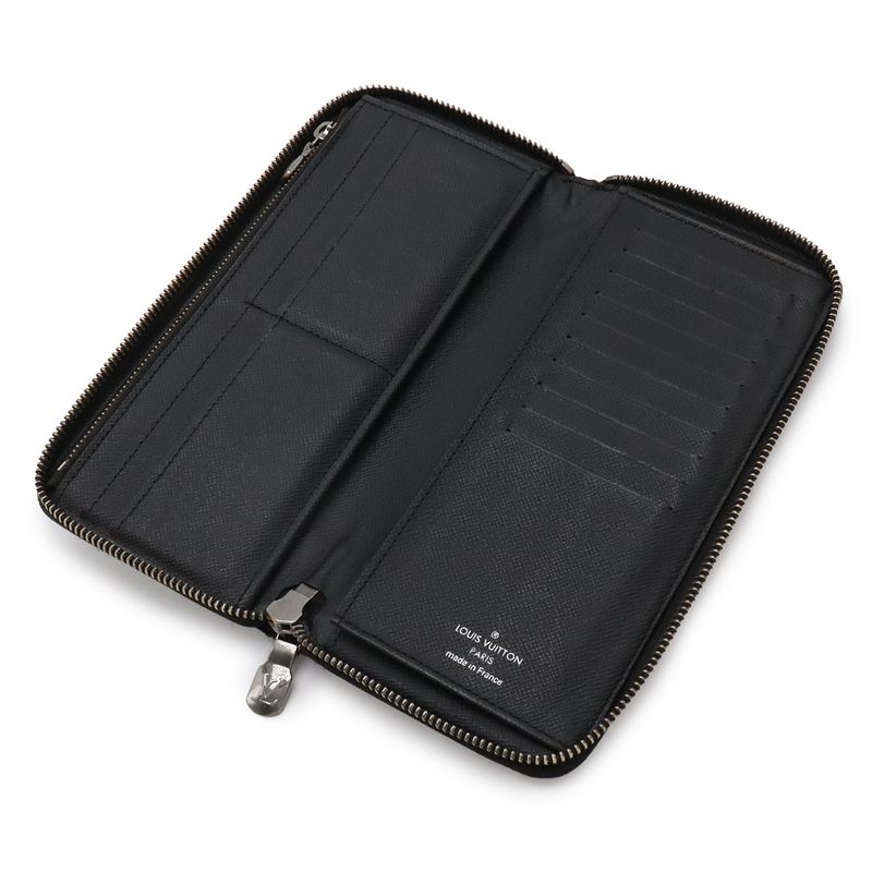 Louis Vuitton Monogram Eclipse Zippy Wallet Vertical Zip Around Black Gray