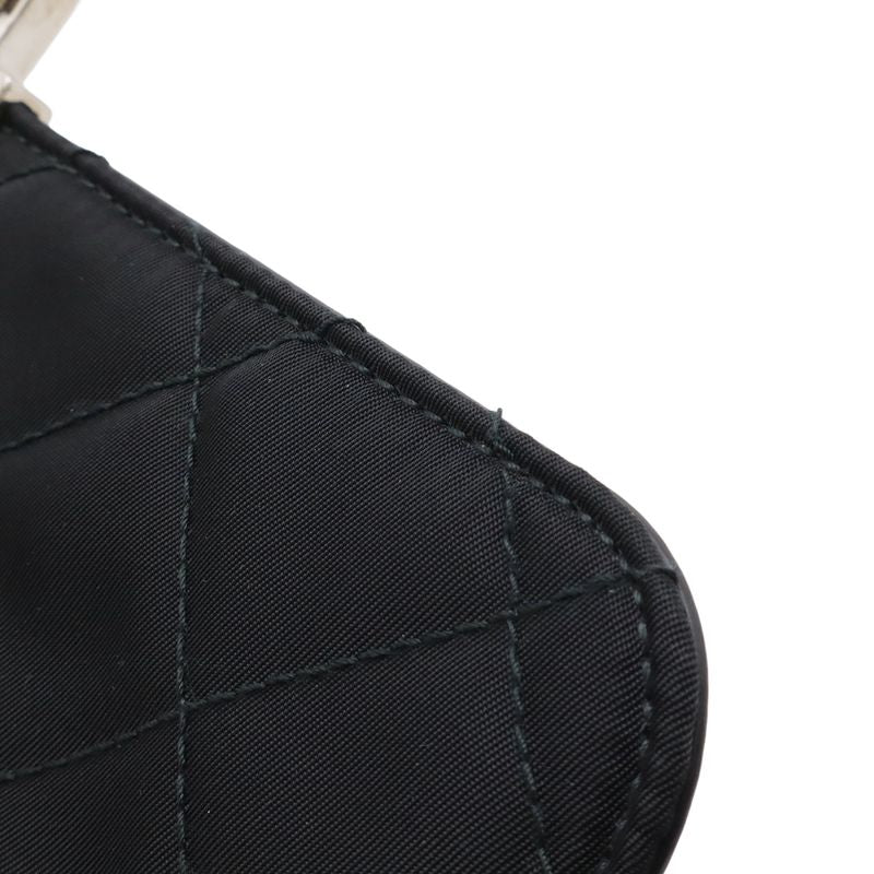 Prada Chain Shoulder Bag 2-Way Clutch Quilted Nylon Leather Nero Black