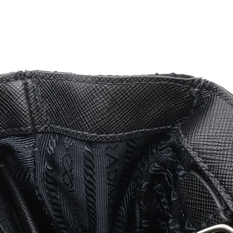 Prada Chain Shoulder Bag 2-Way Clutch Quilted Nylon Leather Nero Black