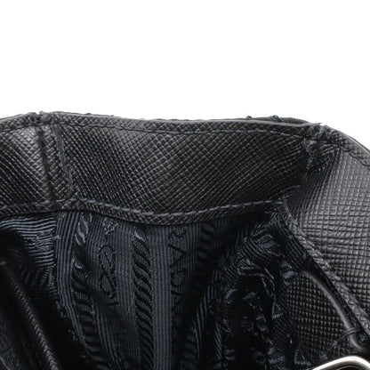 Prada Chain Shoulder Bag 2-Way Clutch Quilted Nylon Leather Nero Black
