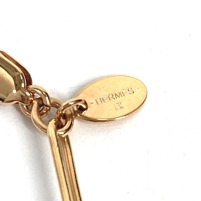 Hermes Necklace Chain Long Metal Pink Gold
