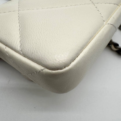 Chanel Shoulder Bag Chain Wallet Quilted CC Logo White with Shield Card — view 9