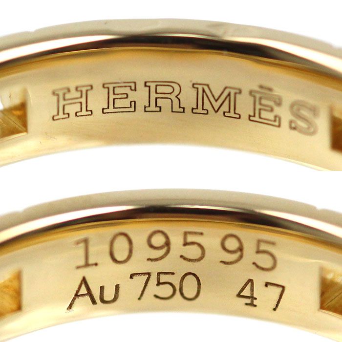 Hermes 18K Yellow Gold Hella Cles Wedding Ring Diamond 47