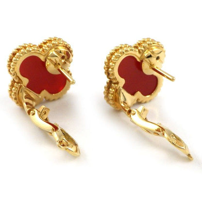 Van Cleef & Arpels Earrings Vintage Alhambra Carnelian 18K Yellow