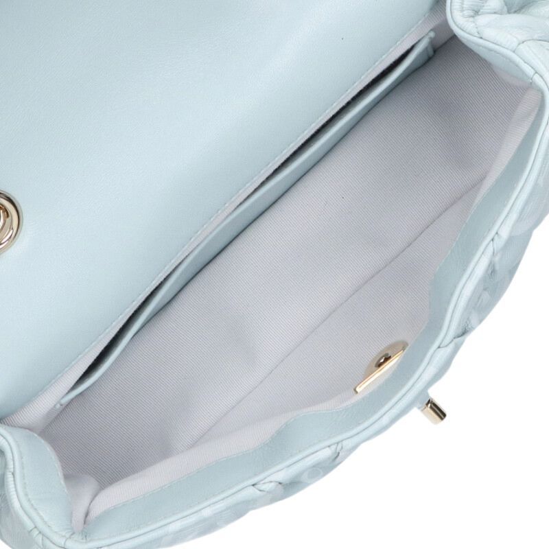 Chanel Mini Flap CC Logo Quilted Chain Shoulder Bag Light Blue